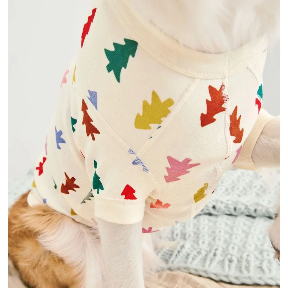 Hanna Andersson Pet John Dog Large Cream New Tannenbaum Tree Organic Pajamas